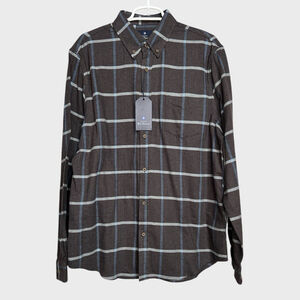 Ben Sherman NEW Mens Brown Gray Plaid Button Up/Down Shirt Large Classic Preppy